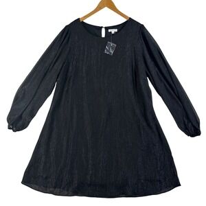 Chicsoul Womens 2X Black Long Sleeve Glitter midi Dress Party Whimsigoth witchy